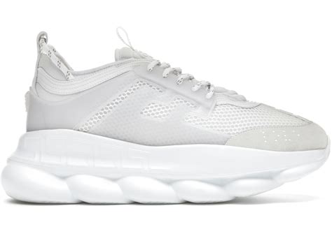 Versace Chain Reaction White Mesh Rubber Suede 